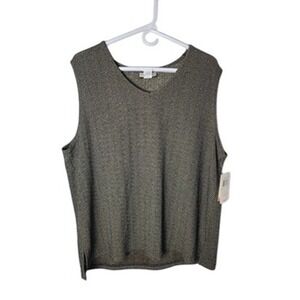 Notations Woman Taupe Marled V-Neck Sleeveless Knit Top 2X Made in USA 36463-00‎